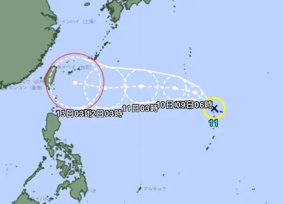 ▲原本位於關島北方海面的熱帶性低氣壓，今（8）日凌晨2時發展為輕度颱風「楊柳」。（圖／日本氣象廳）