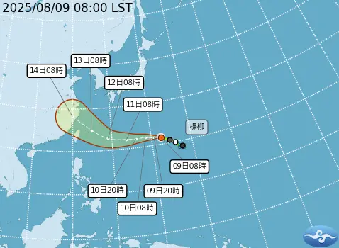 楊柳颱風掃過台灣頭頂！氣象署估下週二發海警　雙北宜花風雨最猛
