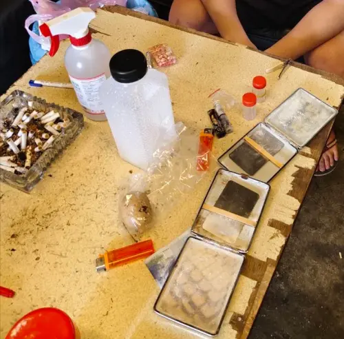 ▲ 高市警少年隊近日偵辦一起詐欺案件，意外發現一名涂姓民眾疑似為潛在被加入投資群組導致損失新臺幣40萬元。並槓上開花同時發現第三級毒品愷他命。（圖／高市警局少年隊提供）