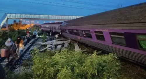 泰國特快列車出軌衝撞月台　3節車廂傾斜9人受傷送醫
