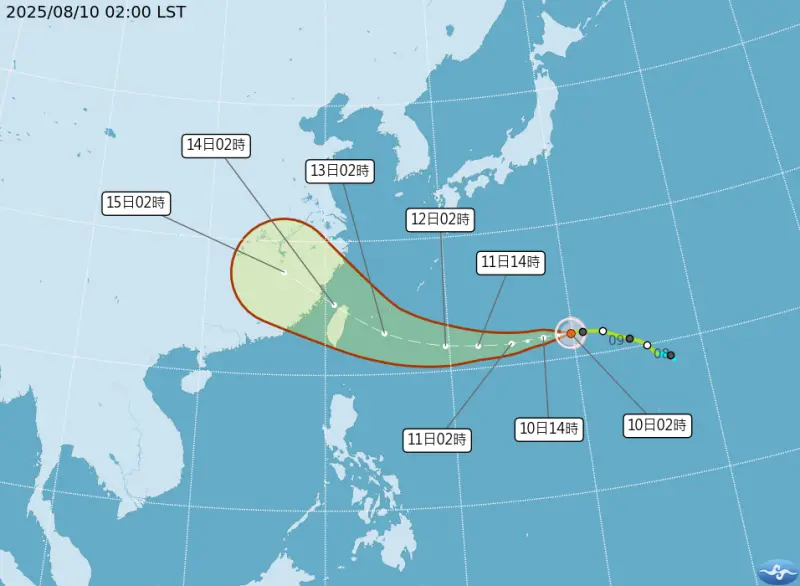 ▲楊柳颱風路徑又改變！中央氣象署表示，楊柳颱風預計將在下週三、四靠近台灣；氣象專家吳德榮提醒，目前預測侵襲機率大增，對台影響不容小覷。（圖／中央氣象署cwa.gov.tw）