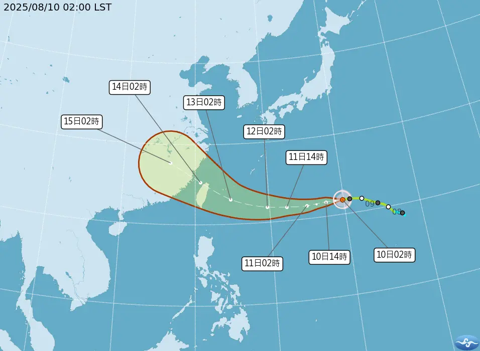 ▲楊柳颱風路徑又改變！中央氣象署表示，楊柳颱風預計將在下週三、四靠近台灣；氣象專家吳德榮提醒，目前預測侵襲機率大增，對台影響不容小覷。（圖／中央氣象署cwa.gov.tw）