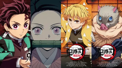 ▲《鬼滅之刃》主角群為（左起）竈門炭治郎、竈門禰豆子、嘴平伊之助、我妻善逸。（圖／@kimetsu_off、鬼滅之刃官網https-:kimetsu.com）