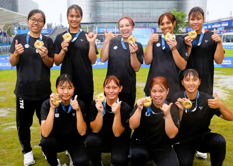 ▲我國女子拔河代表隊今（10）日參加成都世界運動會勇奪女子組500公斤級金牌，完成六連霸隊史紀錄。（圖／體育署提供）