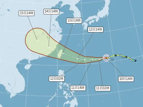 ▲楊柳颱風不斷往西靠近，不只有可能登陸，更可能成為容易致災的「穿心颱」。（圖／中央氣象署cwa.gov.tw）