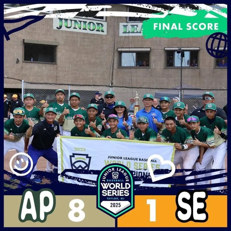 ▲台中市中山國中棒球隊代表出征「2025 LLB 世界次青少棒錦標賽」，10日勇奪冠軍。（圖／中山國中提供）