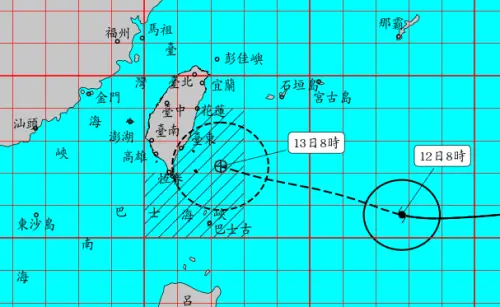 ▲楊柳颱風正式發佈「海上警報」，氣象署預估，陸上警報會在今（12）日午後發布。（圖／中央氣象署cwa.gov.tw）