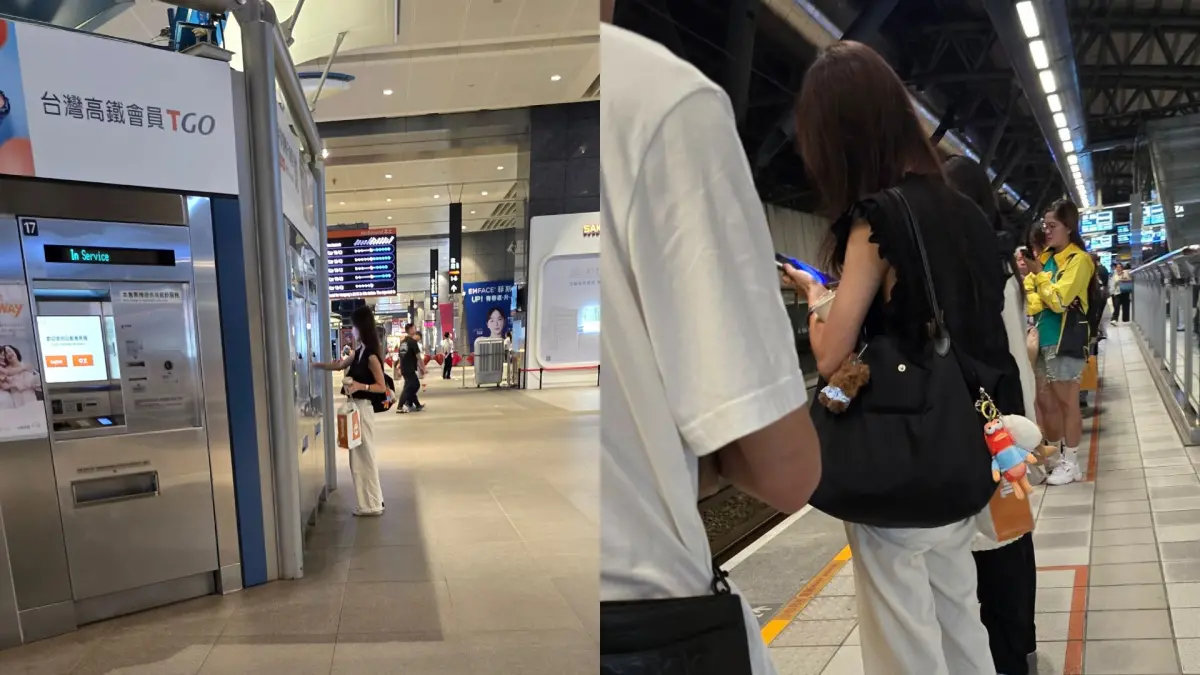 ▲國民黨桃園市議員詹江村在高鐵站二度巧遇同區議員黃瓊慧，他立刻拿出手機拍下對方。（圖／翻攝自詹江村臉書）