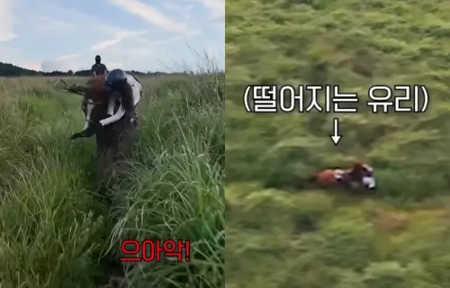 ▲少女時代俞利尖叫墜馬畫面曝光！背著地還撞到頭　她鬆口親吐傷勢。（圖／翻攝自YouTube@yurihantv）