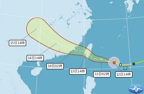 ▲楊柳颱風路徑持續向台灣靠近，陸上警報已經正式發佈，明（13）日颱風登陸，風雨最劇烈。（圖／翻攝自中央氣象署cwa.gov.tw）