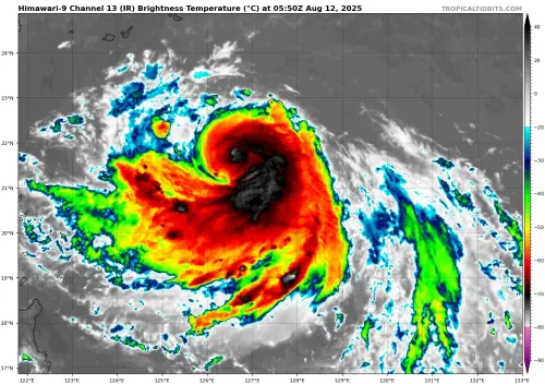 ▲楊柳颱風是「小而扎實」的颱風，進入台灣前，強度還會往上，暴風圈還會擴大。（圖／翻攝tropical tidbits）