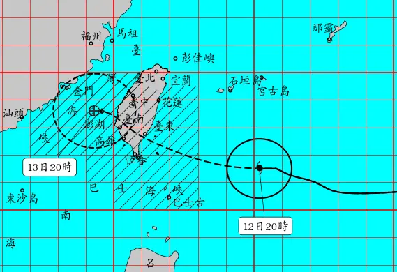 ▲楊柳颱風目前正快速往台灣陸地逼近，中央氣象署已發佈陸上颱風警報，目前警戒區域涵蓋花東、中南部等13縣市。（圖／中央氣象署cwa.gov.tw）