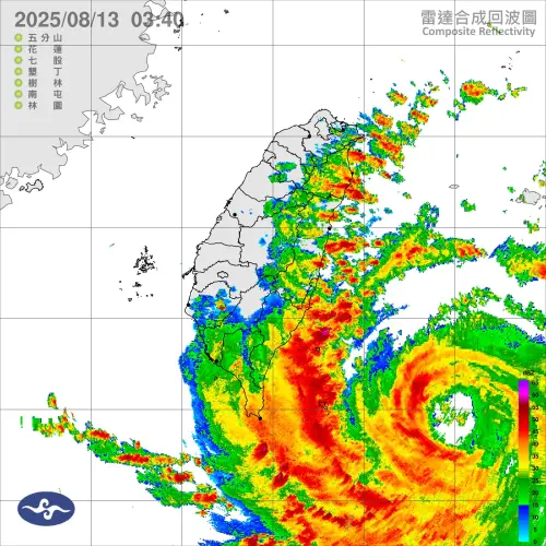 ▲楊柳颱風暴風圈清晨已經觸陸，逐步逼近台灣，中午過後南部地區風雨開始變大，北部地區也要注意超強陣風。（圖/中央氣象署cwa.gov.tw）