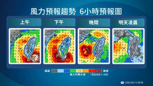 ▲今天的風力很強，上午在花東有15至16級，午後嘉義以南、北台灣也有9至10級強陣風。（圖／中央氣象署cwa.gov.tw）