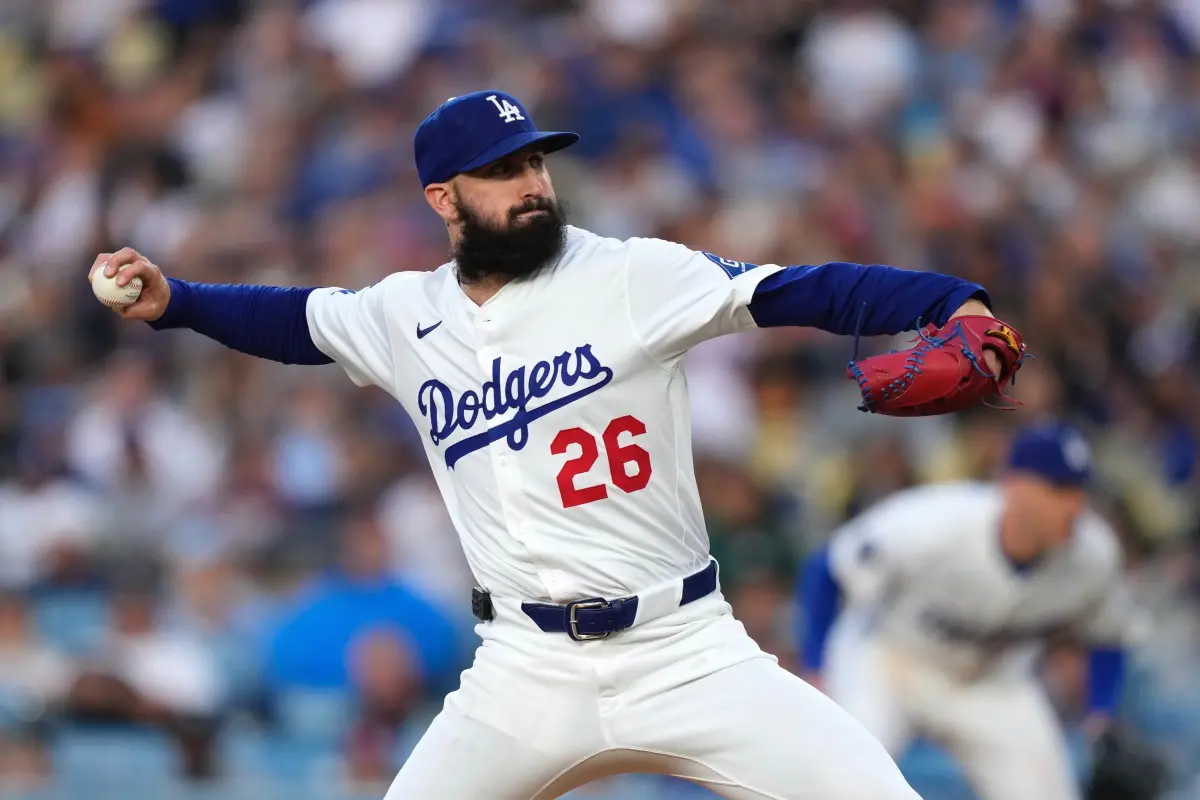 ▲效力美國職業棒球大聯盟（Major League Baseball）洛杉磯道奇的強投岡索林（Tony Gonsolin），於今（13）日動了內部支撐（internal brace）手術以及屈肌修復手術，球團也宣布他將賽季報銷，休養到明年。（圖／美聯社／達志影像）