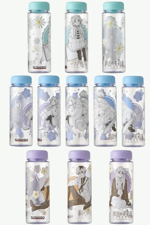 ▲壽司郎《葬送的芙莉蓮》旅行冷水瓶3款，全圖一覽。（圖／台灣壽司郎提供）