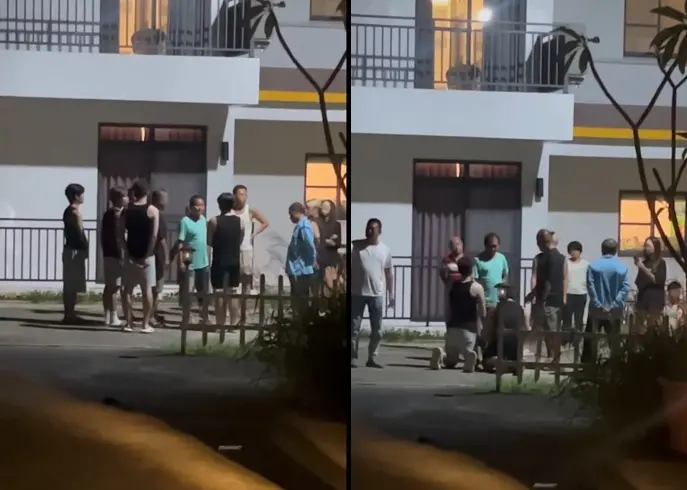 ▲一名學生在小琉球遊玩期間，因行車糾紛與潛水店業者發生衝突，場面一度僵持並演變成單方面下跪的情況。（圖／翻攝自Threads／zyt.__0629）