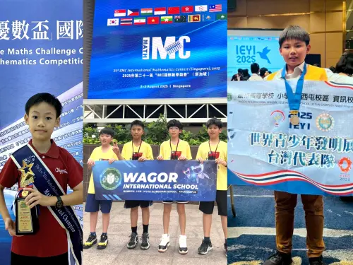 ▲台中市葳格國際學校小學部學生，暑假在日本、香港及新加坡的多項國際競賽中捷報頻傳，為校爭光。（圖／葳格提供）