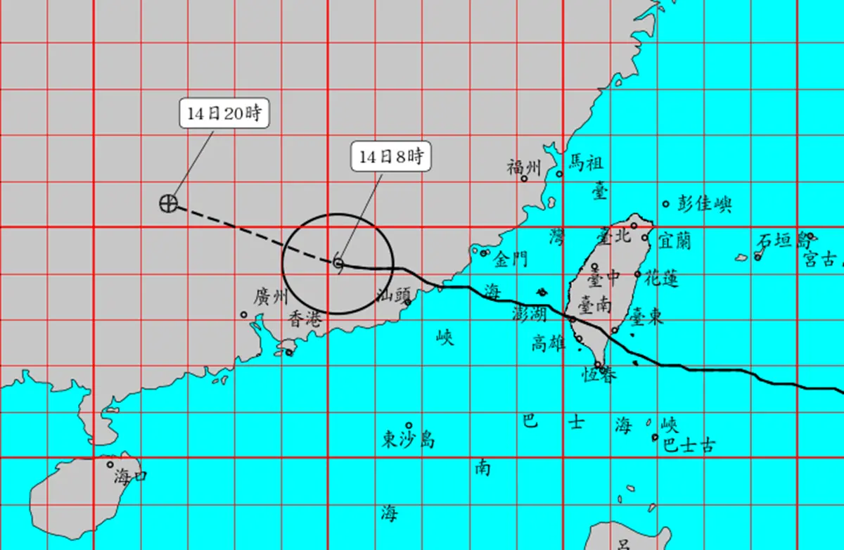 ▲楊柳颱風海陸警解除！楊柳颱風今日8時的中心位置在北緯24.2度，東經 115.2 度，即在金門的西方約320公里之處，前進方向以每小時31公里速度，向西北西進行移動。（圖／中央氣象署cwa.gov.tw）