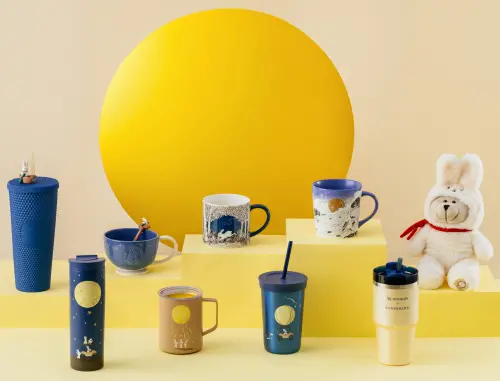 ▲星巴克「中秋月兔」系列新品，馬克杯、不鏽鋼TOGO冷水杯等杯款，價格為600元～1800元。（圖／星巴克提供）