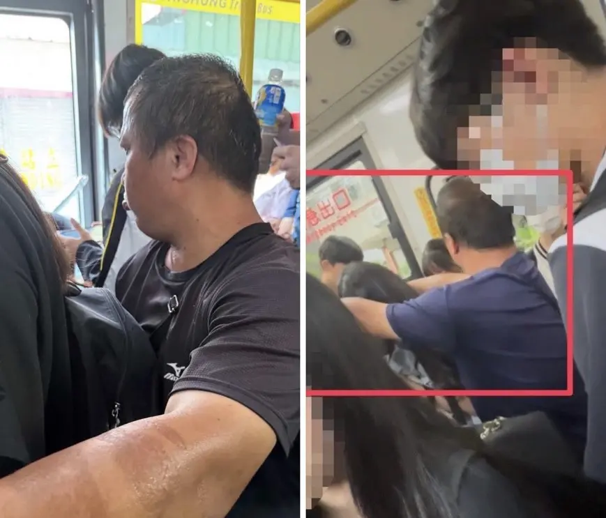 ▲中年噁男常利用尖峰時段搭公車，趁機自後環抱女高中生。（圖／台中市議員謝志忠提供，2025.08.14）