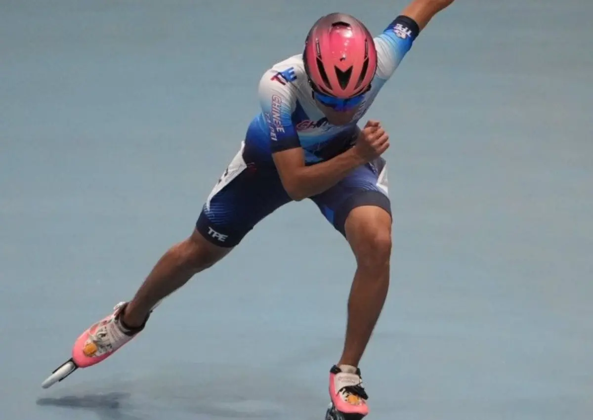 ▲郭立陽在世運會男子200公尺追逐賽以17.305秒奪銀，為台灣競速滑輪本屆首面獎牌，中華隊獎牌數累積至1金2銀4銅。（圖／中華奧會提供）