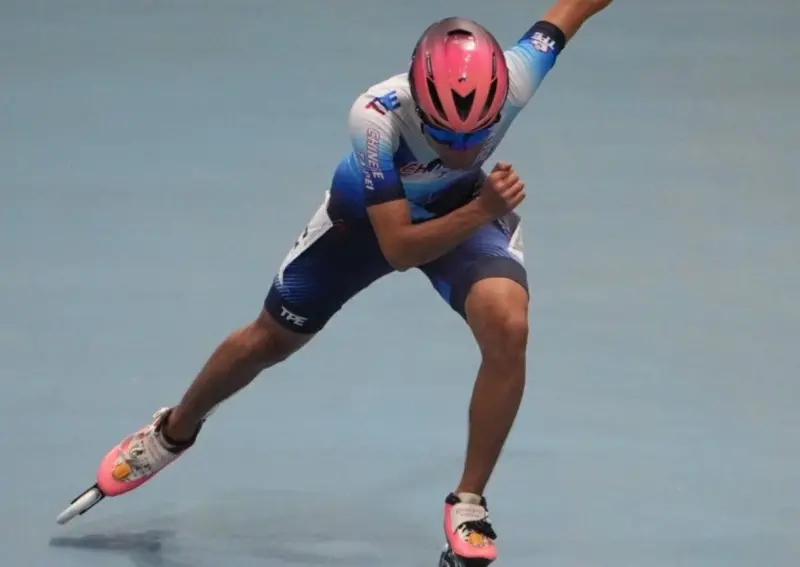 ▲郭立陽在世運會男子200公尺追逐賽以17.305秒奪銀，為台灣競速滑輪本屆首面獎牌，中華隊獎牌數累積至1金2銀4銅。（圖／中華奧會提供）