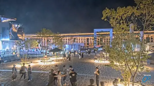 ▲被困在大阪世博，遊客只好苦中作樂，跑到攝影鏡頭前為圈跳舞。（圖／擷取自Expo2025 大阪・関西万博 会場ライブカメラ）