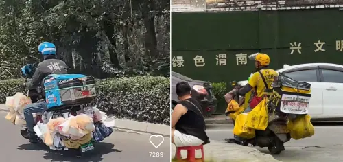 ▲中國外送平台爆發「零元購」大戰，飲料店訂單大爆滿，外送員也一次送十幾單搶時間。（圖／翻攝自小紅書）