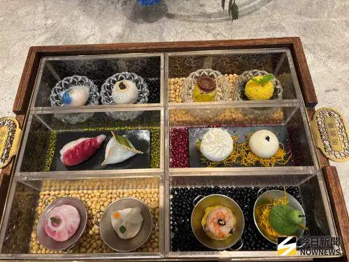▲明娟樓的港式美點品項多，裝盛的器皿更講究，是以珠寶盒呈現。（圖／記者金武鳳攝，2025.8.14)