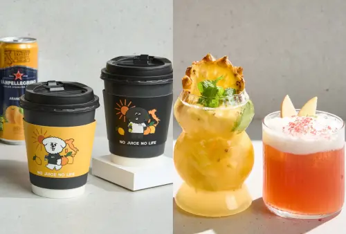 ▲聖沛黎洛NO COFFEE夏日限定飲品，「紅橙氣泡美式」150元、「青檸奶蓋氣泡」170元。（圖／SanPellegrino聖沛黎洛提供）