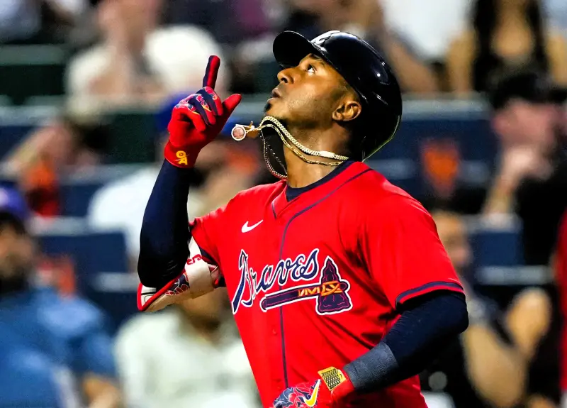 ▲阿爾比斯（Ozzie Albies）開轟，單場繳出三分打點的全能演出。（圖／美聯社／達志影像）