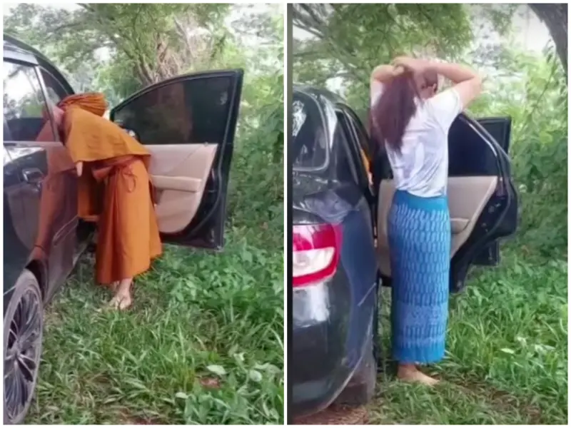 泰僧侶與女子車內「兩人世界」遭撞破！僧袍脫一半　被警抓去還俗