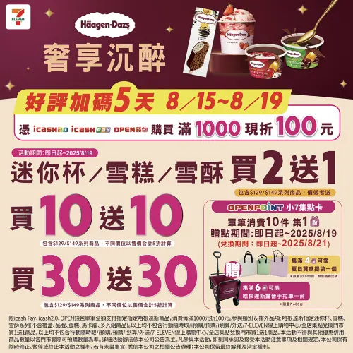 ▲7-11哈根達斯迷你杯／雪糕／雪酥買10送10、買30送30。（圖／7-11提供）
