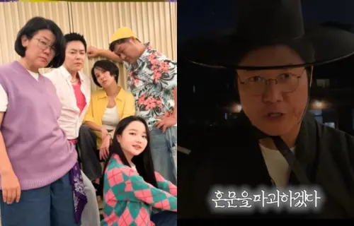 ▲曹政奭（左2）大跳獵魔女團主題曲！神還原〈Soda Pop〉　羅PD化身這角色。（圖／翻攝自IG@15ya.baby）