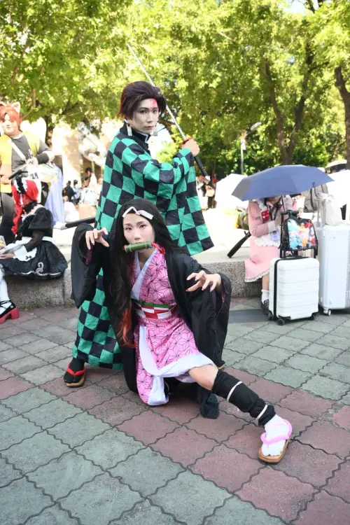 ▲Coser還原《鬼滅之刃》角色「炭治郎、彌豆子」。（圖／記者林柏年攝）