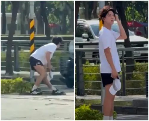 ▲高雄街頭驚見野生朴寶劍！0偽裝慢跑享受陽光（圖／翻攝自Threads）