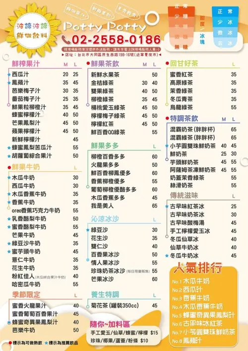 ▲波諦波諦鮮做飲料價格十分親民，最便宜一杯西瓜汁只要20元，招牌木瓜牛奶也只要30元。（圖／波諦波諦鮮做飲料官網）