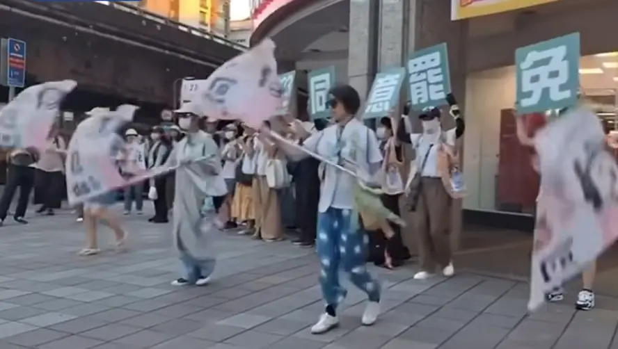 ▲823大罷免倒數計時，近日有青鳥路邊挺罷影片流出，粉專「政客爽」驚呼，「青鳥跟紅衛兵87分像」。（圖／翻攝自政客爽FB）