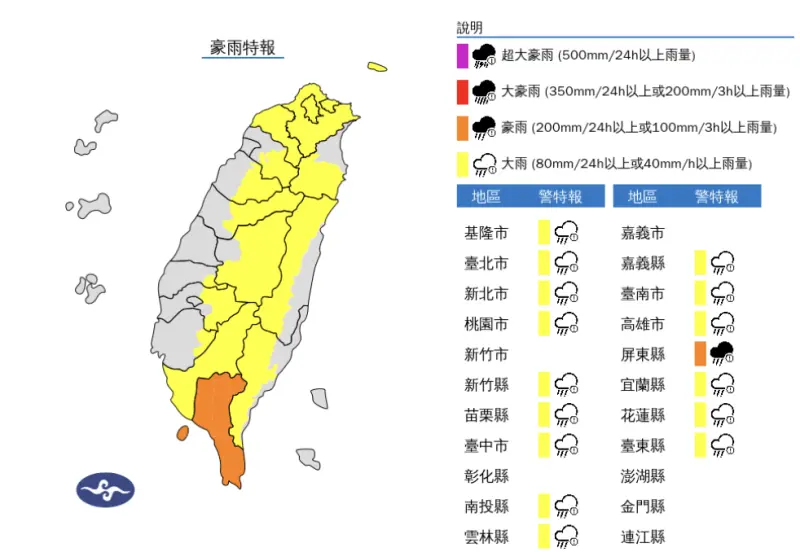 快訊／下班注意！台北等16縣市「豪雨特報」　氣象署：警戒到晚上
