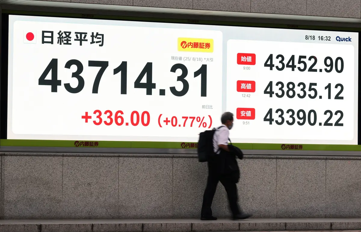 ▲日本股市18日再度創下新高，日經指數收盤來到43714點。（圖／美聯社／達志影像）