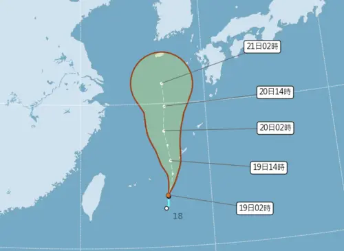 ▲目前台灣東北方海面有「熱帶性低氣壓」持續向北，不排除有機會增強為玲玲颱風。（圖／中央氣象署cwa.gov.tw）