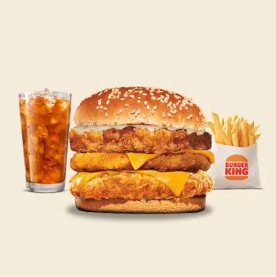 ▲漢堡王「「三牲漢堡」單點139元、套餐185元。（圖／）漢堡王提供