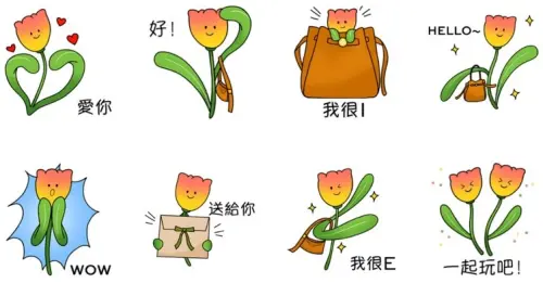 ▲LINE免費貼圖「TORY BURCH 鬱金香限定貼圖」。（圖／取自LINE）