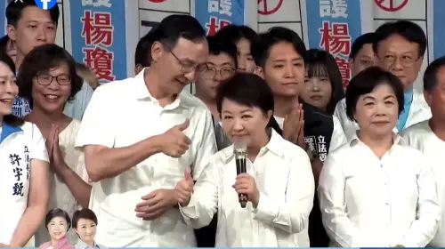 ▲台中市長盧秀燕高喊：「媽媽給你按個讚！」引發外界猜測是在支持國民黨主席朱立倫連任。（圖／翻攝自楊瓊瓔臉書）