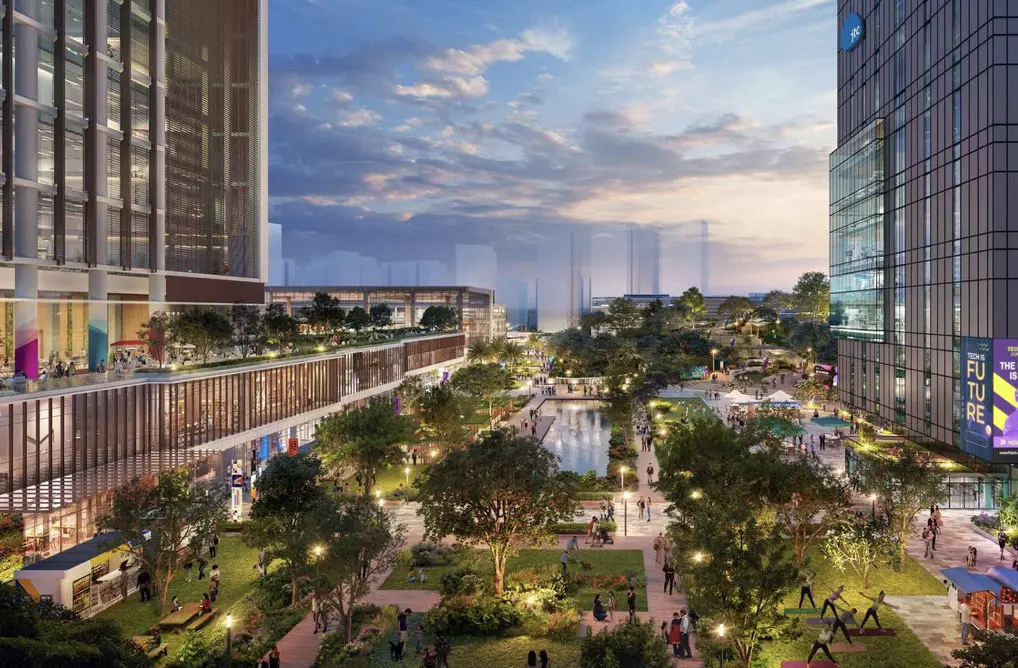 ▲兀蘭未來區域中心構想圖，結合住宅、商業與綠地空間，打造宜居又具活力的北部社區。（圖／裕廊集團提供構想圖）