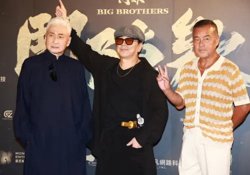 ▲崔浩然（左起）、高捷、龍天翔是《角頭—鬥陣欸》中不同陣營的黑道頭目。（圖／記者葉政勳攝）