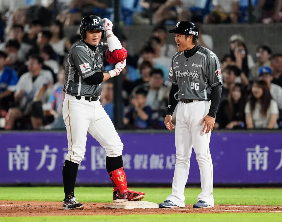 ▲樂天桃猿林泓育單場2分打點，助隊以2：1擊退富邦悍將。（圖／樂天桃猿提供）