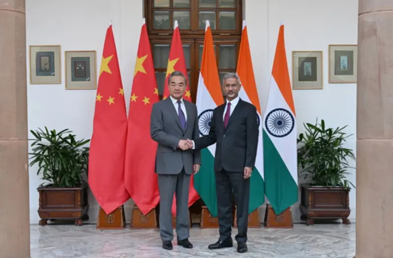 ▲印度外交部長蘇杰生（右），18日在新德里會見中國外交部長王毅（左）。（圖／翻攝自中國外交部官網）