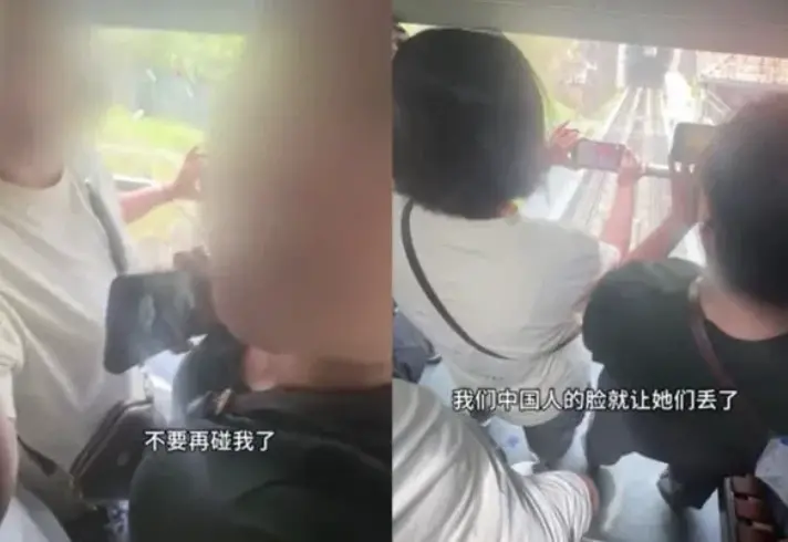 ▲一群中國遊客為了搶奪拍照位，和其他遊客互罵，讓旁觀者十分無奈。（圖／翻攝自影片）